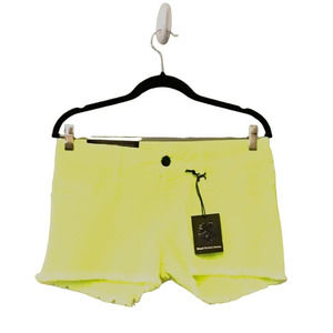 Black Orchid Los Angeles Neon Yellow Cut Off Denim Shorts Size 27